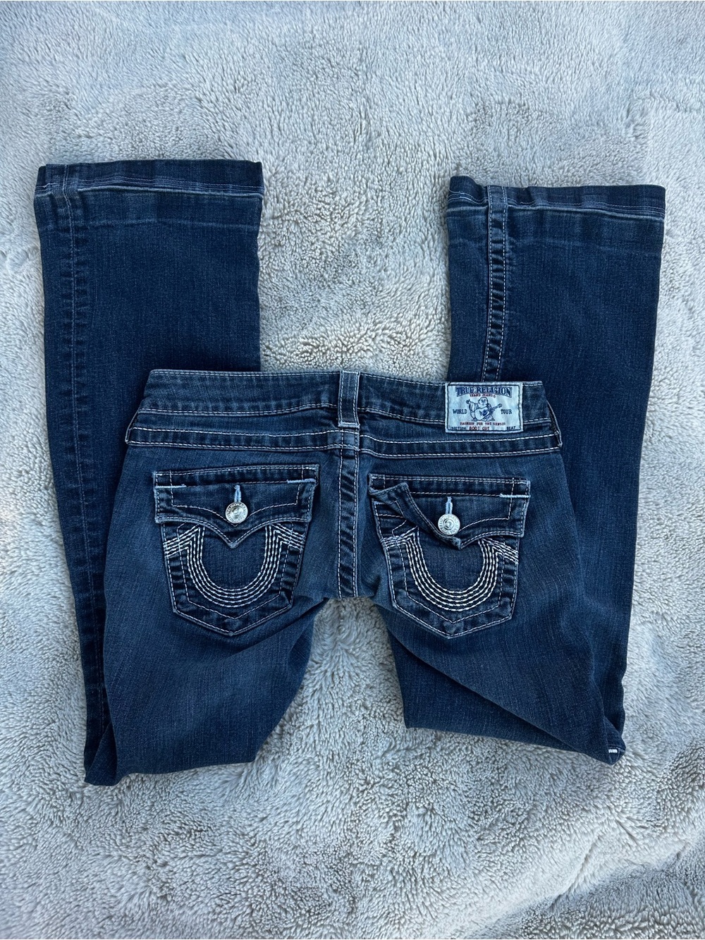 True Religion Dark Blue Women's Skinny Jeans with Embroidered Back Pockets